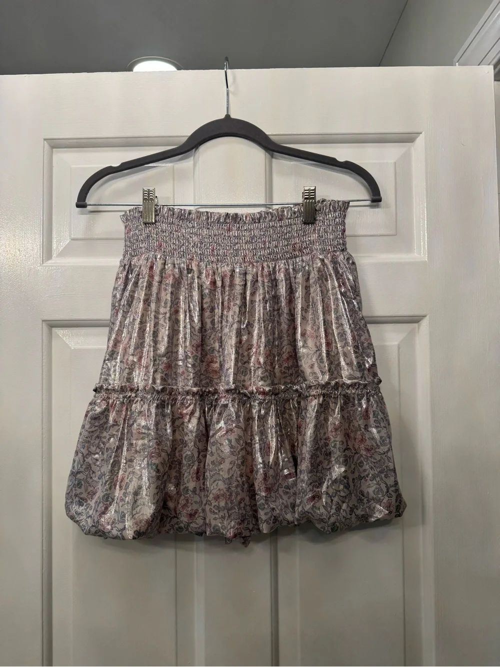 free people metallic floral bubble skirt